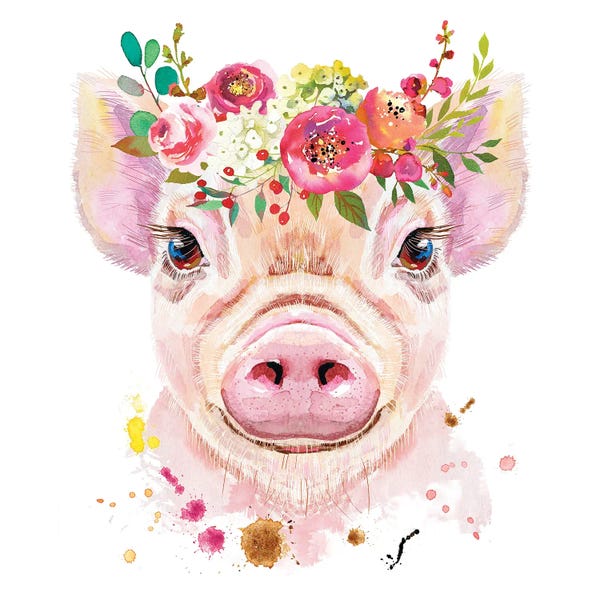 Jania Sharipzhanova: Pig Wall Art by Jania Sharipzhanova