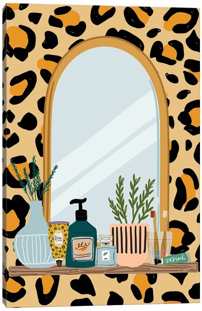 Cheetah Mirror Station Canvas Art Print