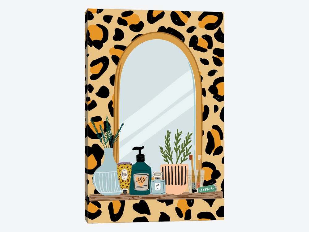 Cheetah Mirror Station by Jania Sharipzhanova 1-piece Canvas Art Print