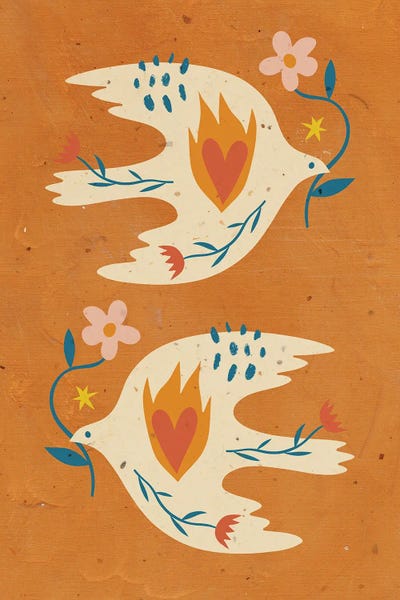 Two Dove by Jania Sharipzhanova metal wall art