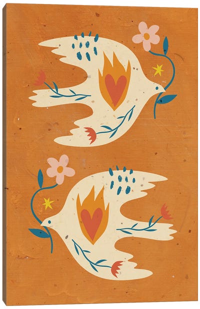Two Dove Canvas Art Print - Dove & Pigeon Art