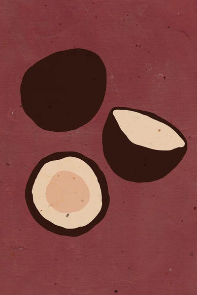 Jania Sharipzhanova: Coconuts On Burgundy by Jania Sharipzhanova