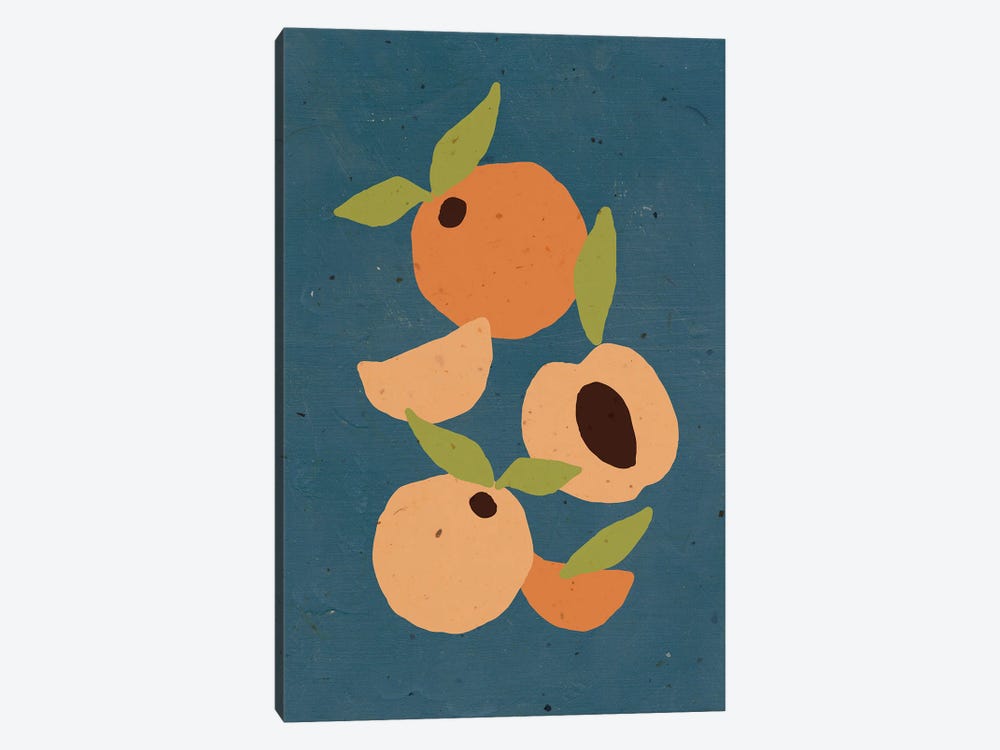 Peaches On Blue by Jania Sharipzhanova 1-piece Canvas Wall Art