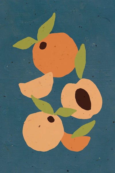 Jania Sharipzhanova: Peaches On Blue by Jania Sharipzhanova