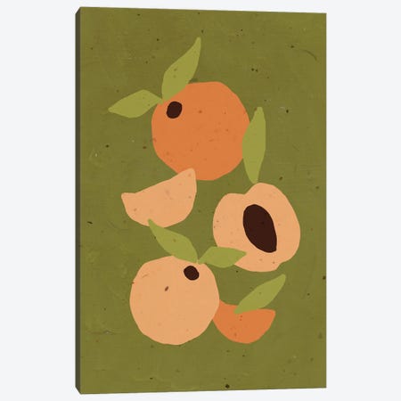 Peaches On Green Canvas Print #SHZ424} by Jania Sharipzhanova Canvas Print
