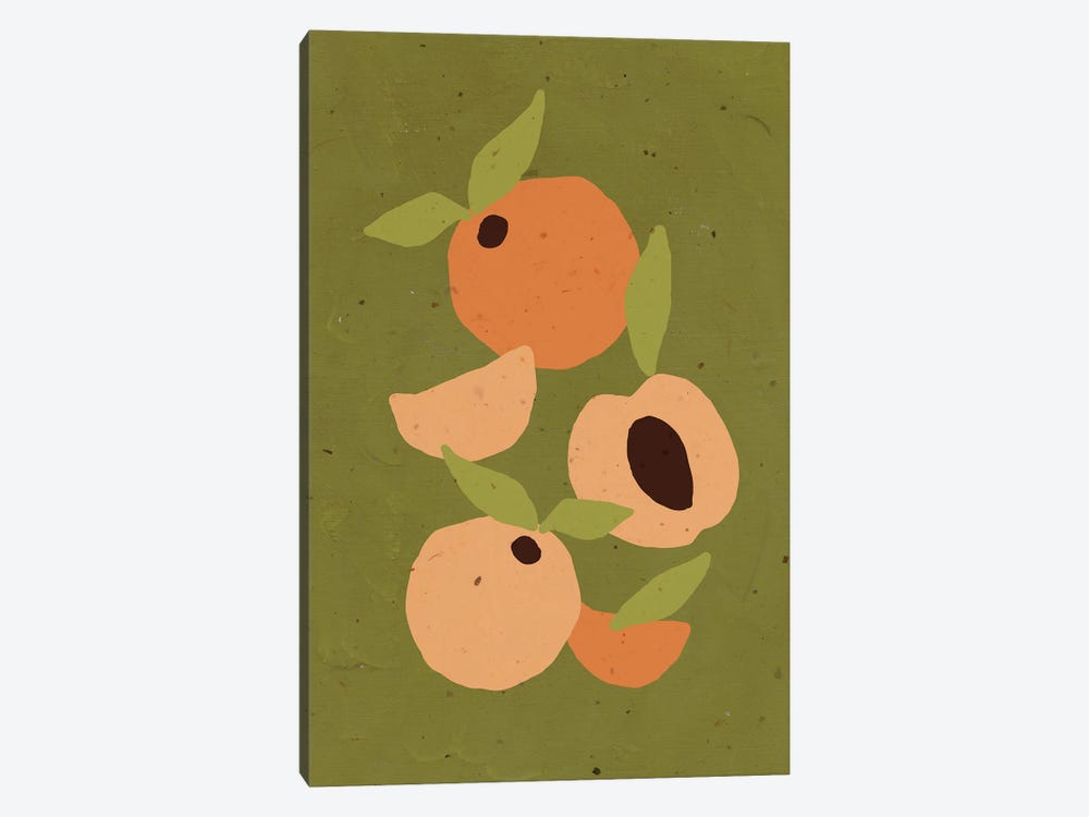 Peaches On Green by Jania Sharipzhanova 1-piece Canvas Art Print
