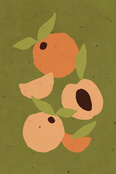 Peaches: Peaches On Green by Jania Sharipzhanova