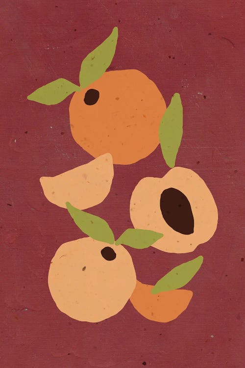 Peaches On Maroon