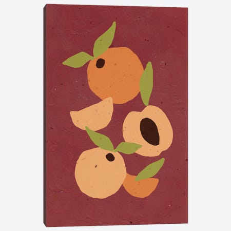 Peaches On Maroon Canvas Print #SHZ425} by Jania Sharipzhanova Canvas Art Print
