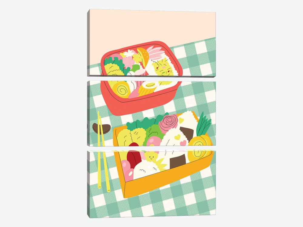 Bento Lunch by Jania Sharipzhanova 3-piece Canvas Art Print