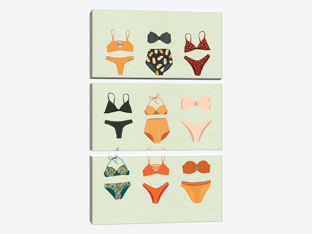 Set Of Swimsuits by Jania Sharipzhanova 3-piece Art Print