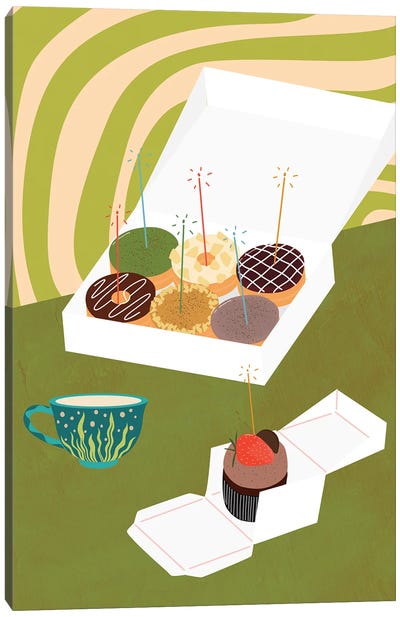 Donut Selection Canvas Art Print - Cake & Cupcake Art