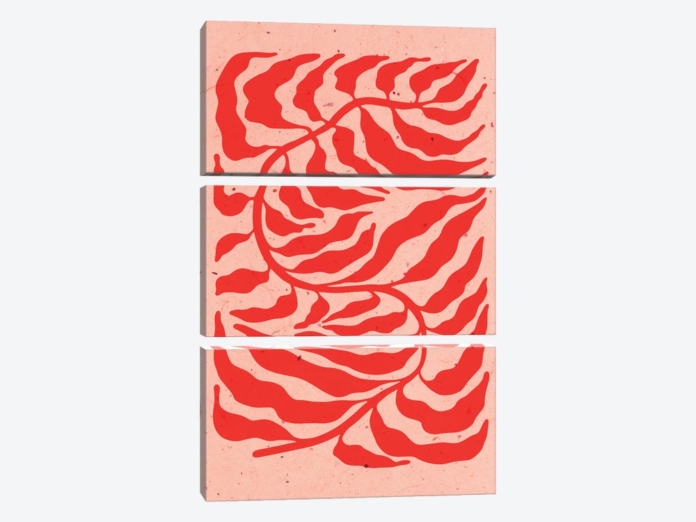 Leaf On Peach by Jania Sharipzhanova 3-piece Art Print