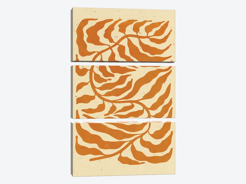 Burnt Orange Leaf by Jania Sharipzhanova 3-piece Canvas Art Print