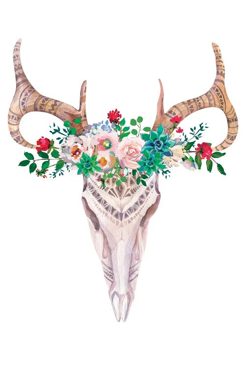 Succulent Floral Scull by Jania Sharipzhanova wall art