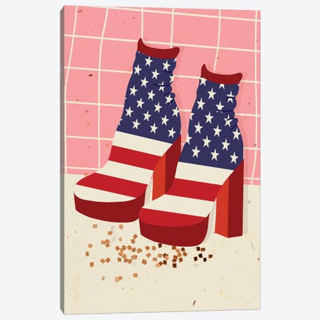 American Flag Platforms Canvas Print #SHZ463} by Jania Sharipzhanova Canvas Artwork