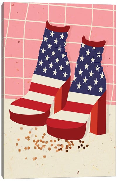 American Flag Platforms Canvas Art Print - Boots