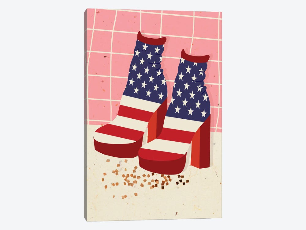 American Flag Platforms by Jania Sharipzhanova 1-piece Canvas Artwork