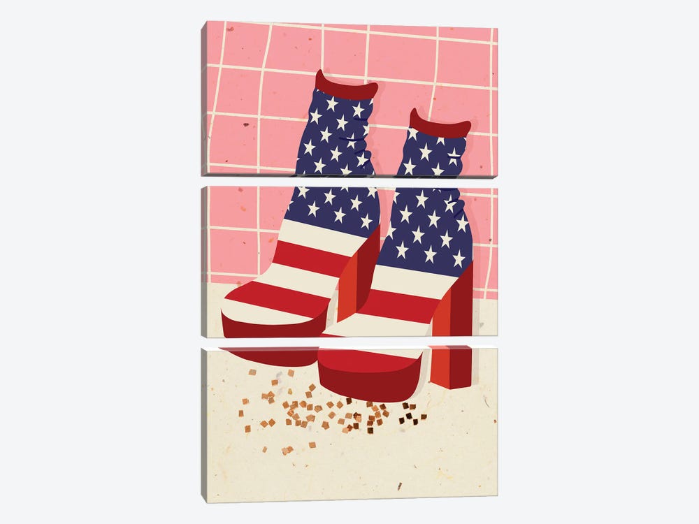American Flag Platforms by Jania Sharipzhanova 3-piece Canvas Art