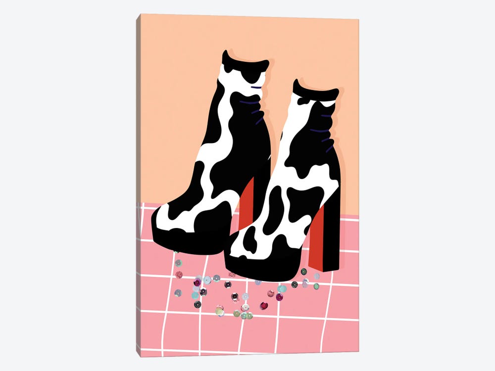 Cow Print Platforms by Jania Sharipzhanova 1-piece Canvas Wall Art