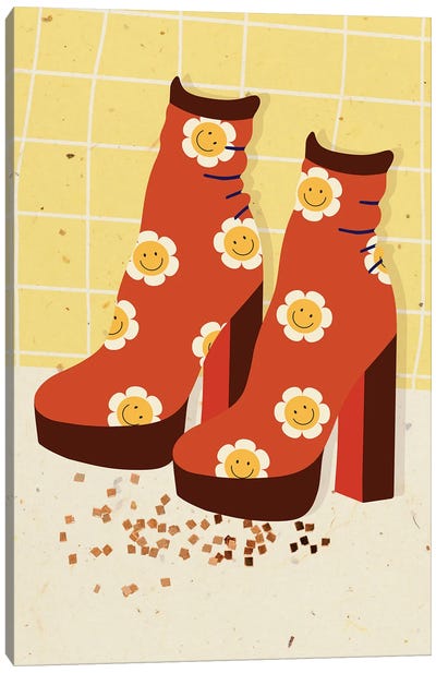 Daisy Emoji Platforms Canvas Art Print - Boots