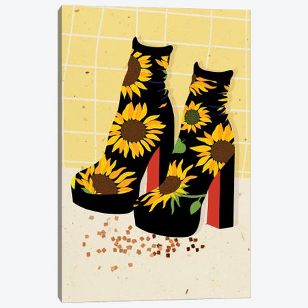 Sunflower Disco Boots Canvas Print #SHZ479} by Jania Sharipzhanova Canvas Art Print