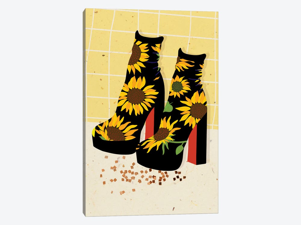 Sunflower Disco Boots by Jania Sharipzhanova 1-piece Art Print