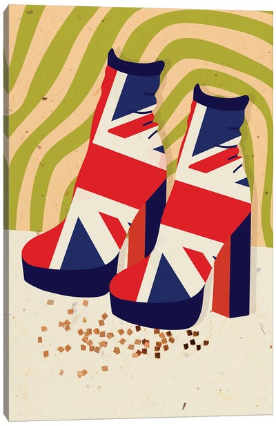 UK Flag Disco Platforms Canvas Art Print - Boots