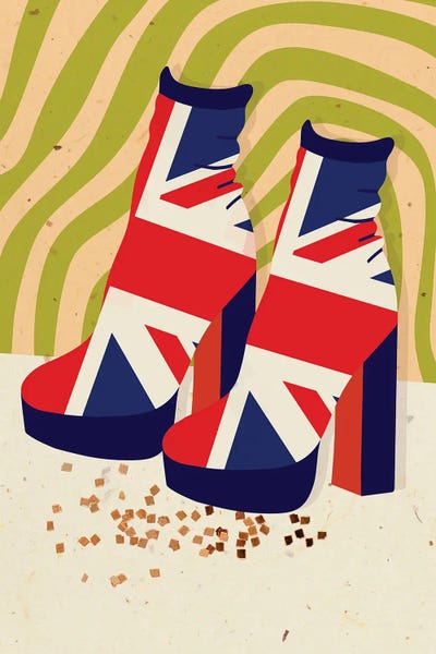Boots: UK Flag Disco Platforms by Jania Sharipzhanova