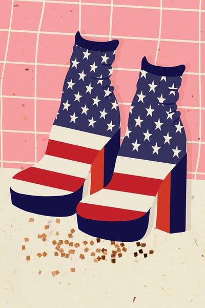 US Flag Boots by Jania Sharipzhanova acrylic art print