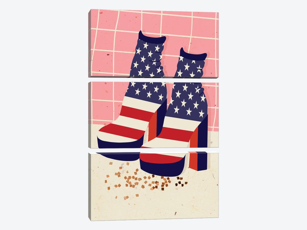 US Flag Boots by Jania Sharipzhanova 3-piece Art Print