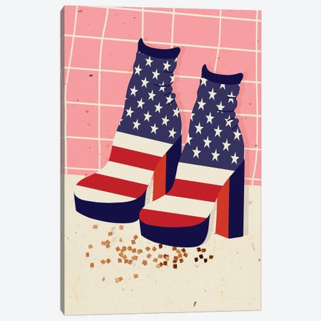 US Flag Boots Canvas Print #SHZ484} by Jania Sharipzhanova Art Print