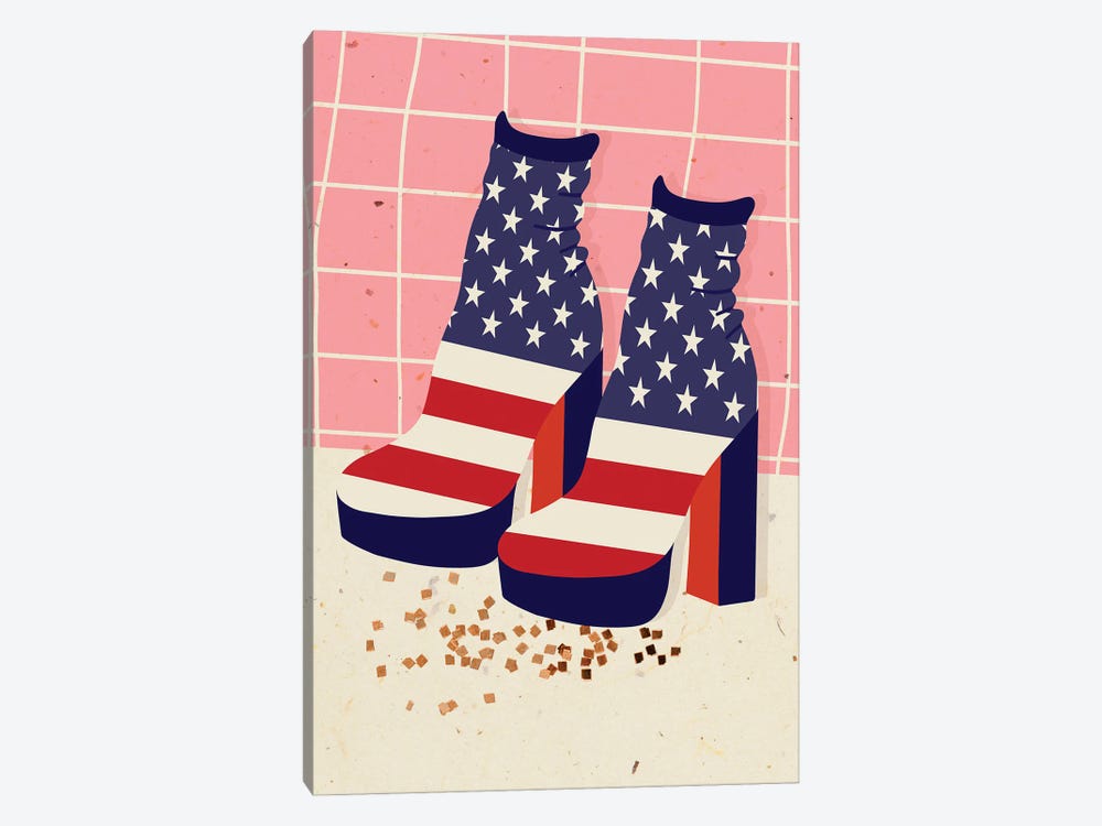 US Flag Boots by Jania Sharipzhanova 1-piece Canvas Art Print