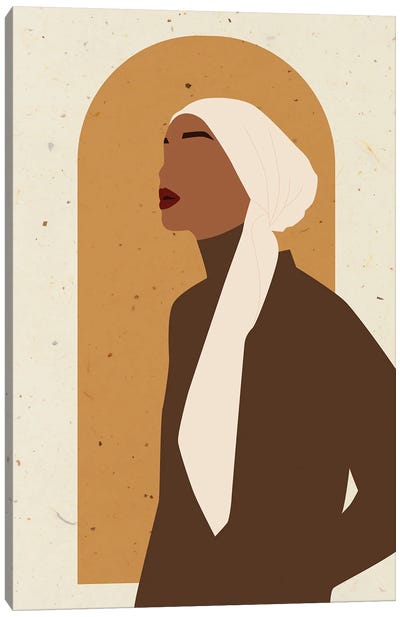 Boho Muslim Woman Portrait Canvas Art Print - Middle Eastern Culture