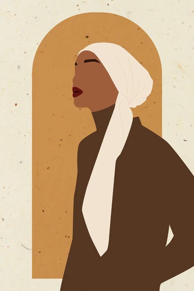 Middle Eastern Décor: Boho Muslim Woman Portrait by Jania Sharipzhanova