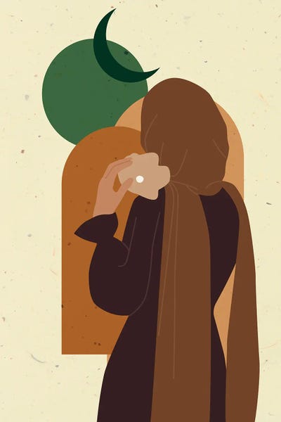 Middle Eastern Décor: Boho Muslim Woman Art by Jania Sharipzhanova