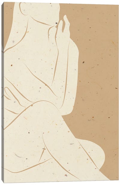 Beige Abstract Woman's Body Canvas Art Print - Jania Sharipzhanova