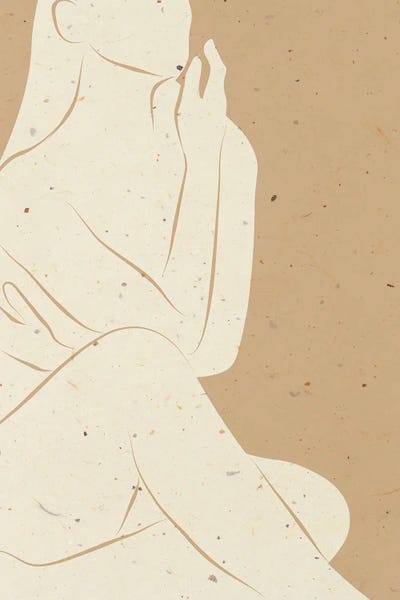 Jania Sharipzhanova: Beige Abstract Woman's Body by Jania Sharipzhanova