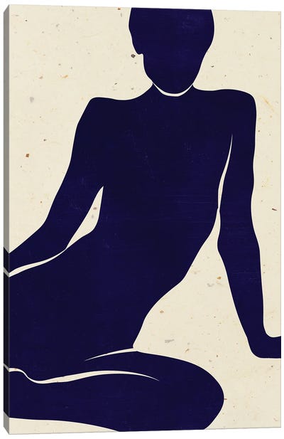 Blue Abstract Female Body Canvas Art Print - Jania Sharipzhanova