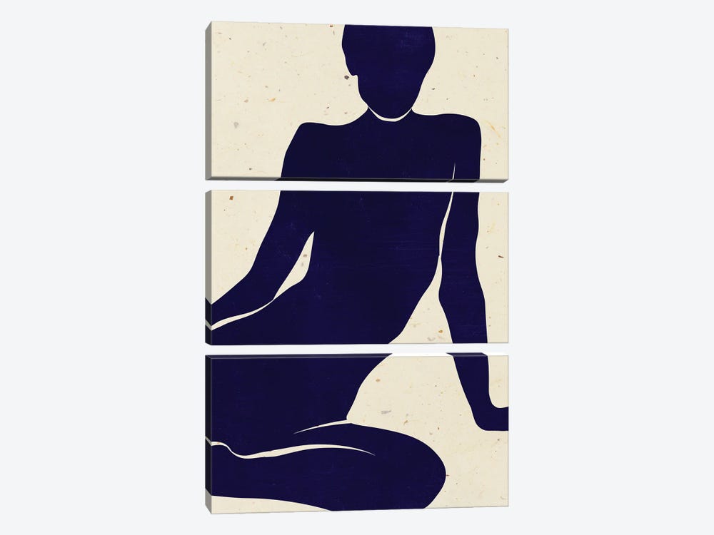 Blue Abstract Female Body by Jania Sharipzhanova 3-piece Art Print