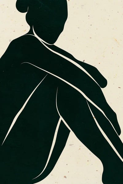 People: Black Ink Abstract Female Body by Jania Sharipzhanova