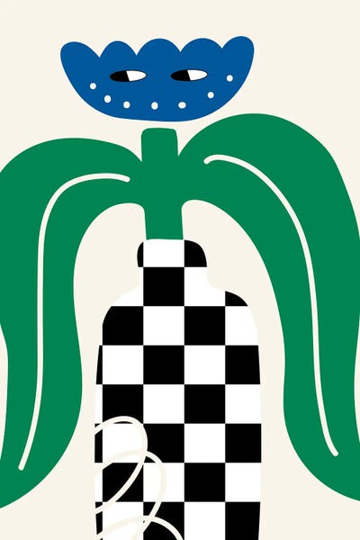 Flower In Checkboard Vase by Jania Sharipzhanova gallery poster