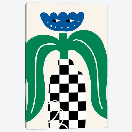 Flower In Checkboard Vase Canvas Print #SHZ521} by Jania Sharipzhanova Art Print
