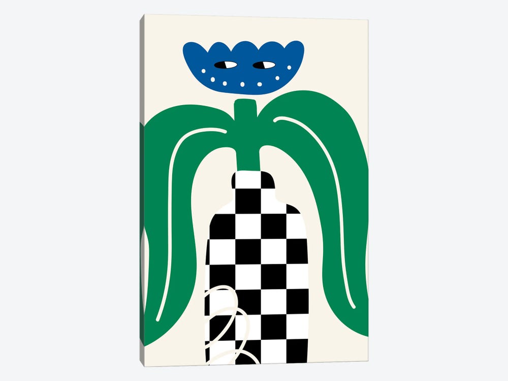Flower In Checkboard Vase by Jania Sharipzhanova 1-piece Art Print