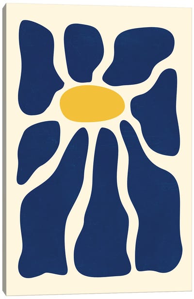 Blue Daisy Flower Canvas Art Print - Dopamine Decor