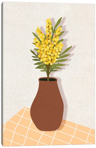 Mimosa In Vase Canvas Art Print - Jania Sharipzhanova