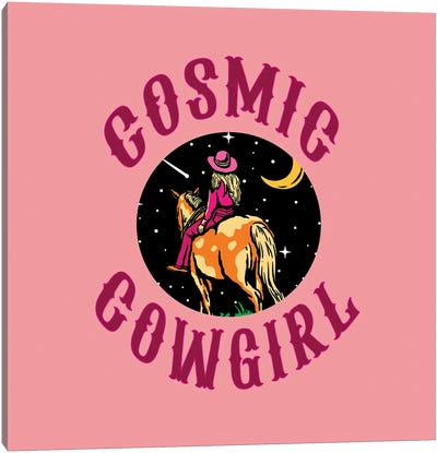 Cosmic Cowgirl Canvas Art Print - Crescent Moon Art