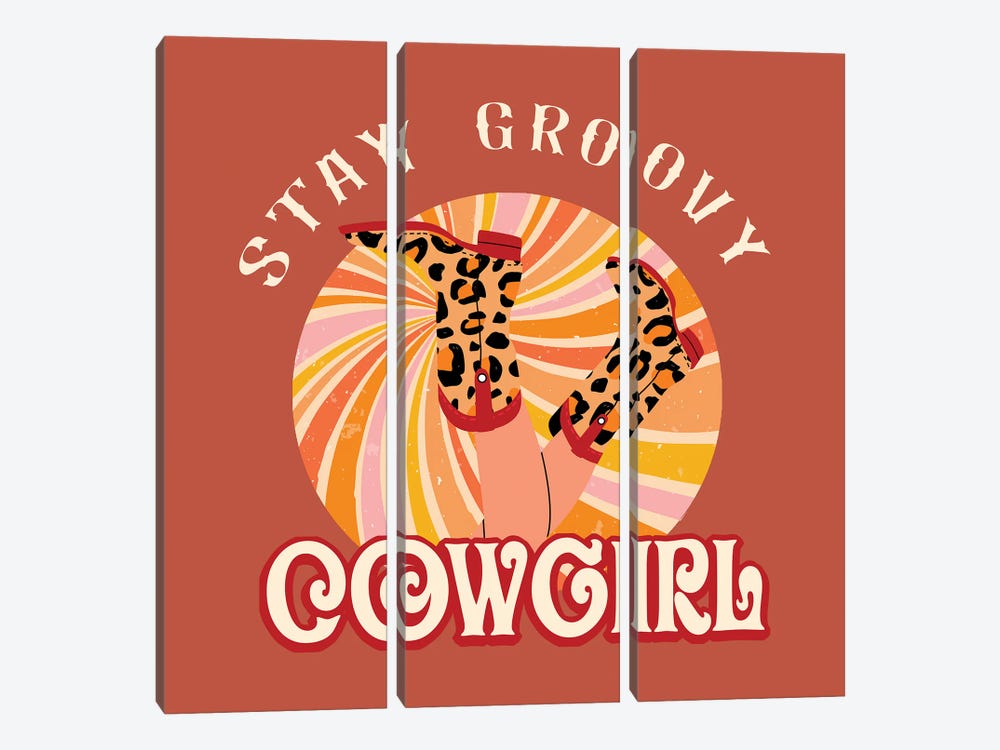 Be Groovy Cowgirl by Jania Sharipzhanova 3-piece Canvas Art