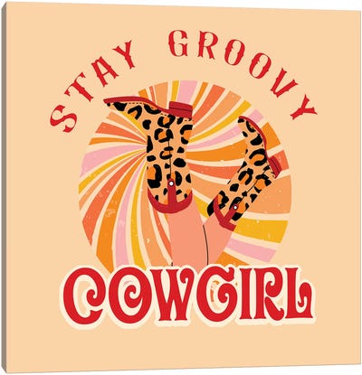 Retro Cowgirl Boots Canvas Art Print
