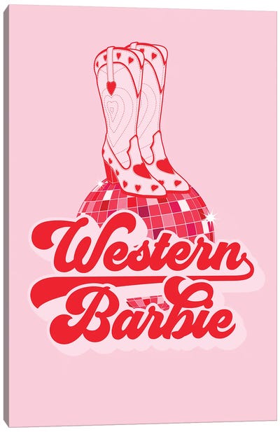 Western Cowgirl Boots Canvas Art Print - Barbiecore
